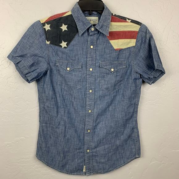Denim & Supply Ralph Lauren Tops - Denim & Supply Ralph Lauren Shirt Womens Small Pearl Snap Chambray Americana
